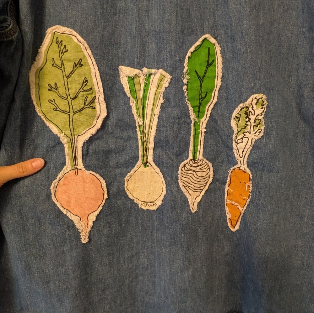 Hand Sewn Patches, LL Bean Mens Denim Shirt